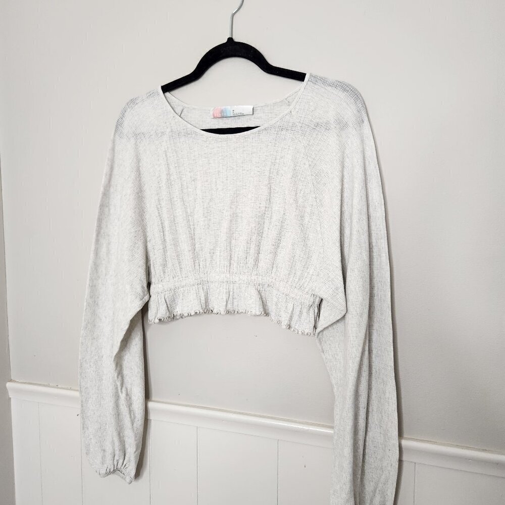 FREE PEOPLE BEACH Solid Heathered Grey Sweet Lady Crop Top